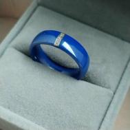 Кольцо, искусственный камень, циркон, керамика, размер 16, синий Insetto