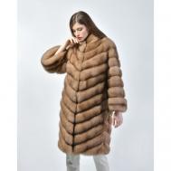 Пальто , соболь, силуэт прямой, карманы, размер 42, коричневый Rindi