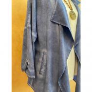 Кардиган , укороченный рукав, свободный силуэт, карманы, размер 58, синий R.Leezio