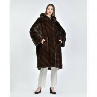 Пальто , норка, оверсайз, капюшон, размер 42, коричневый Skinnwille