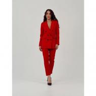 Костюм , жакет и брюки, классический стиль, полуприлегающий силуэт, пояс на резинке, подкладка, размер 46, красный Blazer