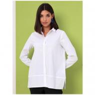 Блуза  , классический стиль, свободный силуэт, длинный рукав, размер 42, белый Profito Avantage