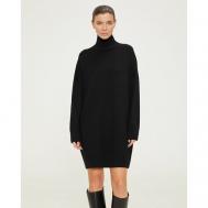 Платье-свитер , оверсайз, мини, вязаное, утепленное, размер S, черный To Be Blossom
