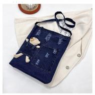 Сумка  шоппер  повседневная, текстиль, вмещает А4, внутренний карман, синий BOMBONCITO