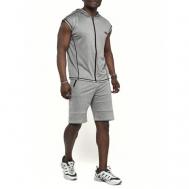 Костюм , футболка и шорты, силуэт прямой, размер 48-50, серый Без бренда