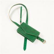Комплект сумок поясная , фактура матовая, гладкая, зеленый Grekaleather