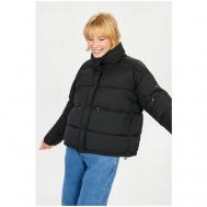 Куртка  , демисезон/зима, средней длины, силуэт прямой, карманы, манжеты, подкладка, размер 52, черный Baon