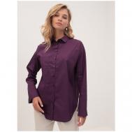 Рубашка  , повседневный стиль, прямой силуэт, длинный рукав, однотонная, размер 46, фиолетовый KATHARINA KROSS