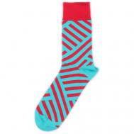 Носки  Дизайнерские носки  - Diagonal Stripes, размер 36-38, синий, голубой, красный Burning heels