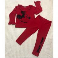 Комплект одежды   для девочек, кофта и легинсы, повседневный стиль, размер 92 см, красный mini flower