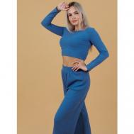 Комплект , брюки, блуза, длинный рукав, трикотажная, размер 42, синий Modno.ru