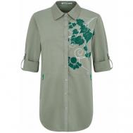 Рубашка  , классический стиль, полуприлегающий силуэт, карманы, флористический принт, размер 42, зеленый GERTIE