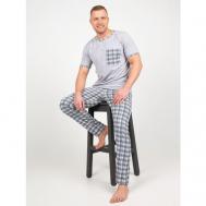 Пижама , футболка, брюки, карманы, размер 54, серый Ивелена