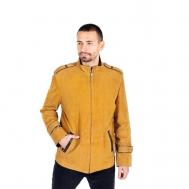 Кожаная куртка  демисезонная, силуэт прямой, внутренний карман, размер 48, желтый valentini-dublenki.ru