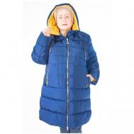 куртка   зимняя, удлиненная, силуэт свободный, капюшон, размер 70, синий MODTEX