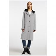 Пальто   демисезонное, силуэт прямой, удлиненное, размер 46, серый Frieda & Freddies
