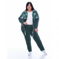 Костюм, худи и брюки, оверсайз, карманы, утепленный, размер 72, зеленый Sheveli