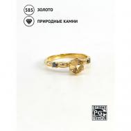 Кольцо , желтое золото, 585 проба, бриллиант, размер 16, экрю Кристалл мечты