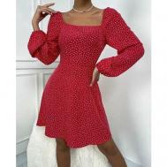 Платье повседневное, полуприлегающее, миди, размер 44, красный LOOK_Fashion