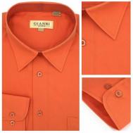 Рубашка , повседневный стиль, прямой силуэт, длинный рукав, размер 42, оранжевый PLATIN