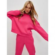 Костюм, свитшот и брюки, спортивный стиль, оверсайз, утепленный, размер M, розовый ME