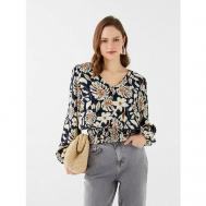 Блуза  , нарядный стиль, свободный силуэт, флористический принт, размер 44, мультиколор Balins