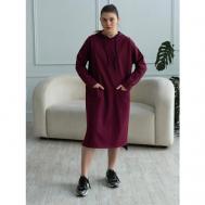 Платье , повседневное, оверсайз, макси, капюшон, размер 54, бордовый Tuo Valersi