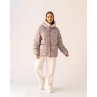 куртка   зимняя, средней длины, силуэт прямой, капюшон, карманы, размер 50, розовый Modress