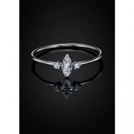 Кольцо помолвочное  кольцо с тремя камнями, серебро, 925 проба, родирование, фианит, размер 15, белый, серебряный go_LD