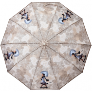Зонт , полуавтомат, 3 сложения, купол 110 см., 10 спиц, система «антиветер», чехол в комплекте, для женщин, бежевый Zest