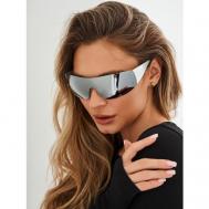 Солнцезащитные очки , монолинза, спортивные, устойчивые к появлению царапин, для женщин, серый UNIQUE Style