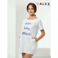 Сорочка  укороченная, короткий рукав, трикотажная, карманы, размер 48, белый ALEX Textile