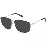 Солнцезащитные очки , прямоугольные, оправа: металл, ударопрочные, поляризационные, с защитой от УФ, для мужчин, серый Polaroid