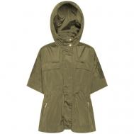куртка  , демисезон/лето, средней длины, силуэт свободный, капюшон, карманы, влагоотводящая, ветрозащитная, размер 46, зеленый Geox
