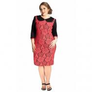 Платье-футляр , вечернее, полуприлегающее, миди, размер 60, черный, красный DIVA-PLUS