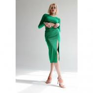 Костюм, топ и юбка, повседневный стиль, прилегающий силуэт, размер L, зеленый Nova Style