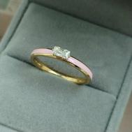 Кольцо помолвочное, бижутерный сплав, керамика, циркон, искусственный камень, размер 19, золотой, розовый Insetto