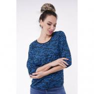 Блуза  , повседневный стиль, укороченный рукав, размер 44, синий Тамбовчанка