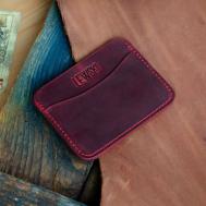 Кредитница  0001310-6, натуральная кожа, 2 кармана для карт, красный, бордовый LEWSKI