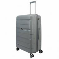 Умный чемодан , полипропилен, ребра жесткости, водонепроницаемый, увеличение объема, опорные ножки на боковой стенке, 120 л, размер L+, серый Impreza