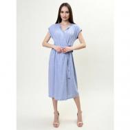 Платье с запахом , прилегающее, размер 52, голубой Тамбовчанка