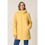 куртка   демисезонная, удлиненная, силуэт прилегающий, карманы, капюшон, ветрозащитная, водонепроницаемая, размер 52, желтый Baon