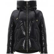 куртка   Piumino, демисезон/зима, капюшон, несъемный капюшон, карманы, манжеты, пояс на резинке, размер 46, черный Baldinini