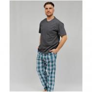 Пижама , футболка, брюки, застежка пуговицы, размер 46;48, серебряный Nuage.moscow