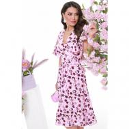 Платье с запахом , вискоза, повседневное, полуприлегающее, размер 44, фиолетовый DSTrend