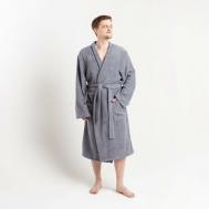Халат , длинный рукав, банный халат, пояс/ремень, размер 48-50, серый Экономь и Я