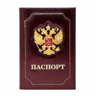 Обложка для паспорта , экокожа, отделение для карт, бордовый Тревожный чемоданчик