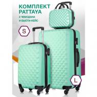 Комплект чемоданов  Phatthaya, 3 шт., ABS-пластик, износостойкий, рифленая поверхность, опорные ножки на боковой стенке, размер S/L, мультиколор L'Case