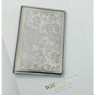 Обложка для паспорта , натуральная кожа, подарочная упаковка, серебряный William Morris