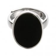 Кольцо , эмаль, безразмерное, серебряный, черный WASABI jEWELL